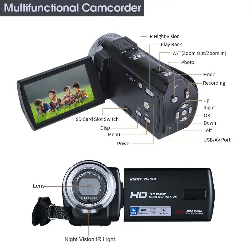 Digital Night-Vision Retro HD Camcorder